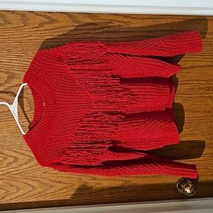 Red Fringe Sweater